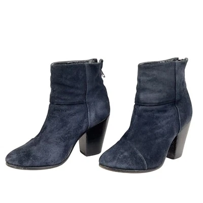 Botines Rag & Bone para mujer talla 35 EE. UU. 5 clásicos Newbury azul marino gamuza cremallera Italia Foto 1 de 4