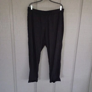 J Jill Pantalone Misto Lino Donna Pull On Polsino Colore Nero Taglia L - Foto 1 di 12