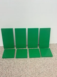 Lot Of 8 LEGO 8x8 & 8x16 Green Raised Bricks 4201 4204 Vintage Castle Ninja - Picture 1 of 2