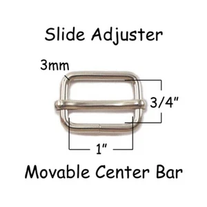 100 Metal Tri-Glide Purse / Strap Adjusters Buckles - 1" Movable Sliding Bar - Picture 1 of 1