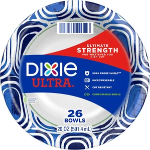, Large Paper Bowls, 20 Oz, 26 Count, Microwave Safe, Compostable, Disposable Bo - Picture 1 of 12