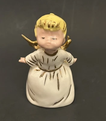 Molde holandês antigo anjo de porcelana com asas de ouro e acabamento excelente estado - Imagem 1 de 4