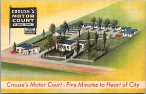 FORT DODGE, Iowa Postcard CROUSE'S MOTOR COURT Hwy 20 / Curteich Linen c1940s - Picture 1 of 2