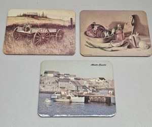 Tavolo Hot Pads 3 quadri scenici vintage Atlantico Canada, prateria, tavolo contadini - Foto 1 di 9