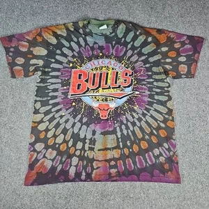 Vintage 1991 Chicago Bulls Tie Dye T-Shirt XL Logo 7 NBA Jordan USA Single Stitch - Bild 1 von 9