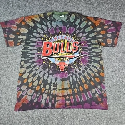 Camiseta De Colección 1991 Chicago Bulls Tie Dye Logo XL 7 NBA Jordan EE. UU. Puntada Única Foto 1 de 4