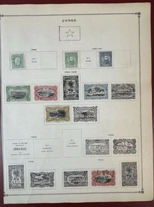 Congo Belga, 1886-1928, Lote de 35 Diff. Estampillas, como nuevas y usadas, en 3 páginas antiguas - Imagen 1 de 3