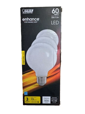 (3-Pk) Feit Electric LED Light Bulb Dimmable G25 60W Eqv G2560W930CAFIL3 - Image 1 of 2