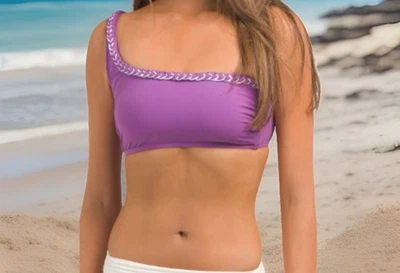 Profile By Gottex Women’s Purple One Shoulder Bandeau Bikini Top Sz: 10 MSRP $98 - Image 1 of 4
