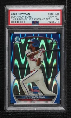 2023 Bowman Chrome Prospects Blue RayWave Refractor Emaarion Boyd PSA 10 GEM MT - Image 1 of 2