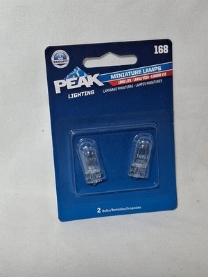 Peak  Miniature 14 volt 4.9 W, .35a T3-1/4  Automotive Light Bulb,  2 pk,  #168 - Image 1 of 4