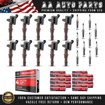10 bobinas de encendido y 10 bujías Motorcraft para Ford F-450 F-550 Super Duty 6,8 L Foto 1 de 4