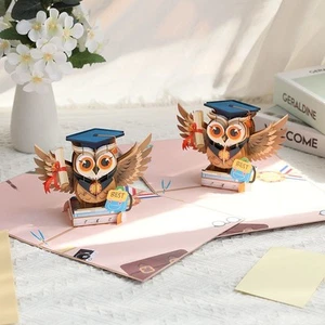 3D Card Owl Pop-Up Graduation Card for Congratulations on Passing Exam - Picture 1 of 9