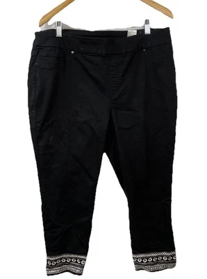 Chicos Womens Size 14P Pull On Jegging Ankle Rhinestone Embellished Black Pants - Image 1 of 4