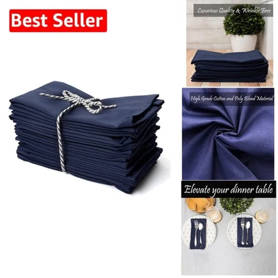 12 Pack Soft Cotton Blend Napkins - 18x18 Navy Dinner Napkins for Any Event - Image 1 of 4