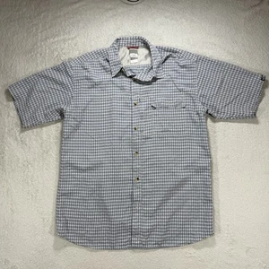 North Face Check Shirt Mens Size M Grey Blue Short Sleeve Outdoor - Picture 1 of 13