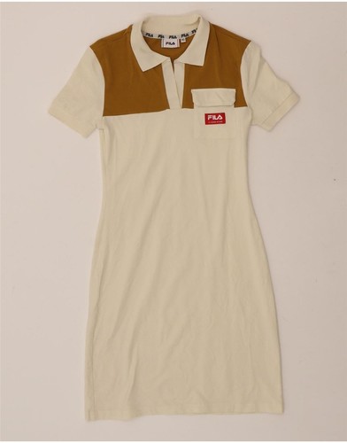 OFF WHITE Abito polo donna FILA UK 6 XS bianco sporco colorblock NU08