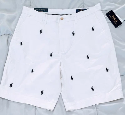 Polo Ralph Lauren Men’s White Embroidered Pony Shorts 33 Stretch Classic Fit - Image 1 of 3
