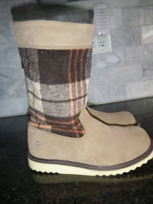 MUJER TALLA 7"WOLVERINE" NUEVO FORRO DE PIEL SINTÉTICA TOSTADO SUPERIOR CUERO BOTAS TIRAR ON Foto 1 de 4