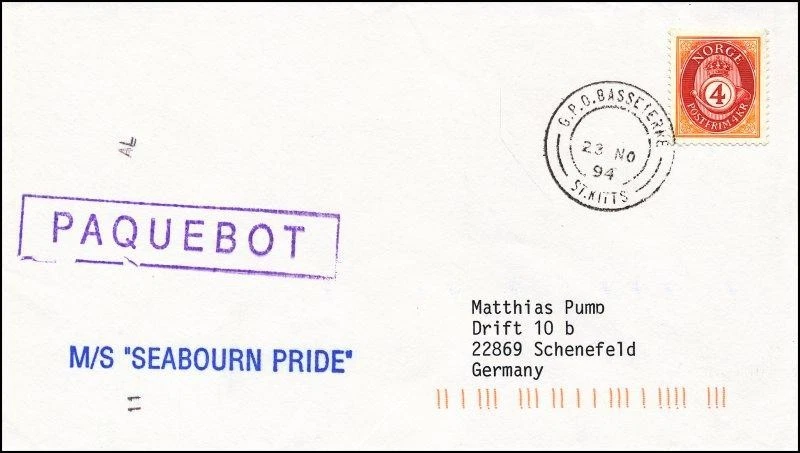 Paquebot 游轮 MV SEABOURN 骄傲 挪威 通过 Basseterre St. Kitts Nevis — 第 1/1 张图片