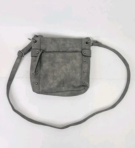 Style&co Crossbody Shoulder Bag Top Zip Faux Leather Gray - Picture 1 of 9