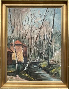 Inconnu Impressionniste Ensoleillé Paysage de Forêt Au Flusslauf Bouleaux Ölbild - Imagen 1 de 14