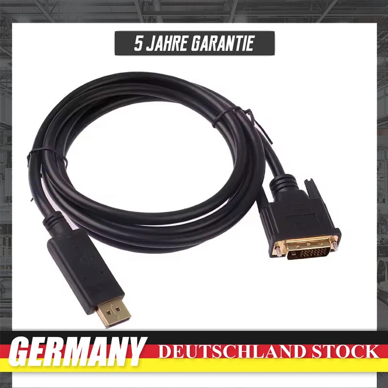 M43 DisplayPort auf DVI Kabel 1,8m 1080P DP zu DVI Konverter für Monitor NEU - Bild 1 von 4