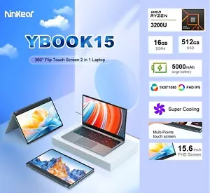 Ninkear 2 in 1 Laptop, Ryzen 3 3200U, 15.6 FHD IPS Touch, 16GB RAM / 512GB SSD - Bild 1 von 11