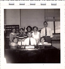 Vintage Found Photo - 40s 50s - Teacher And Students Behind Desk In Classroom