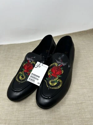 H&M Men’s Black Floral Snake Canvas Loafers Shoes Size 11.5 - Image 1 of 4