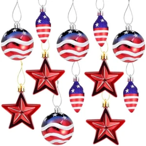 Sfcddtlg 12 Pcs Patriotic Ornaments Hanging Balls- 4Th of July Independence Day - Picture 1 of 12