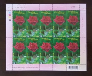 Thailand 2010 Roses Rose Flower Flora Unique Unusual Embossed Stamp Sheet - Picture 1 of 3