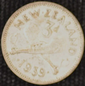 SILVER - 1939 New Zealand Three Pence SILVER .500 .0227 oz. ASW-sorry 4 color - Picture 1 of 2