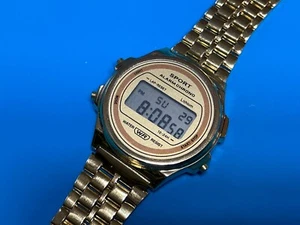 SPORT GOLD TONE STAINLESS STEEL DIGITAL WATCH NOS New Battery WORKING - Picture 1 of 4