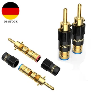 4stk Vergoldet Verriegelung Bananenstecker HiFi Lautsprecher kabel Anschlüsse - Bild 1 von 11