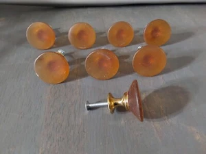 Amber Brown Gold Drawer Knobs Pulls Acrylic Metal Kitchen Cabinet Dresser 8pc - Picture 1 of 3