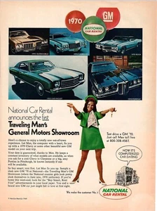 VINTAGE 1969 1970 1970 National Autonoleggio Stampa Annuncio con Chevy Cadillac Pontiac - Foto 1 di 1