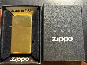 2020 Boxed Zippo Slim Brass Lighter 1654B Display Box Lighter Un-fired W/ Box - Picture 1 of 4
