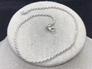 Vintage Sterling Silver 925 Rope Style Ankle Bracelet 10" Y075 - Picture 1 of 4