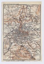 1911 ORIGINAL ANTIQUE MAP OF VICINITY OF BERNE BERN / SWITZERLAND