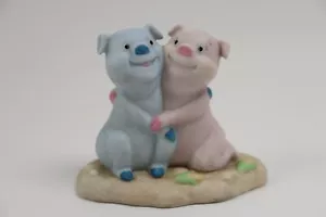 Vintage Hugs & Kisses Pigs By Roman, 1985 E & J Rohn, 3.5 Inches, Pink & Blue - Picture 1 of 7