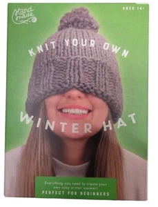 KNIT YOUR OWN WINTER HAT KIT BNIB-BEGINNERS GREY - CG B52 - Picture 1 of 3