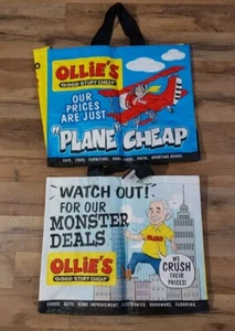 Ollies Store Reusable Tote Bag 2pc Good Stuff Cheap Double Sided Images 17x14.5 - Picture 1 of 2