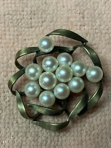 Sterling Pearl 18kgf Brooch Ribbons Vintage Pendent Choker Quality - Picture 1 of 6
