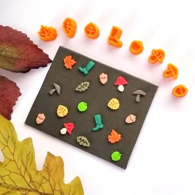 SUNSHINE CUTTERS SET OF 8 🍁TINY AUTUMN FALL 🍁MICRO POLYMER CLAY SLAB CUTTERS 3D PRINTED PLA UK