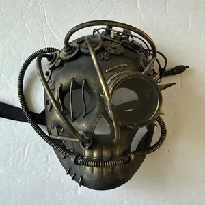 Skull Steampunk Gears Masquerade Mask- Black Gold Costume Cosplay Art - Picture 1 of 9