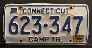 Campamento de metal Connecticut vintage Tr. Letrero decorativo etiqueta matrícula remolque 623 347 - Imagen 1 de 4