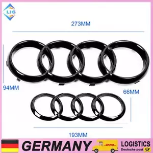 273x 94+193x 66MM Kühlergrill Emblem Für Audi A4 A5 A6 Abzeichen Glänz Schwarz - Bild 1 von 1