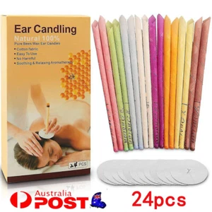 100% Natural Ear Candles Beeswax Ear Bees Wax Candling Cones - 24 Pcs 8 Colours - Picture 1 of 12