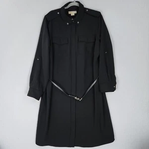 Michael Kors Kleid Damen 2X Schwarz Langarm Gürtel Leichtes Shirt Utility - Bild 1 von 12